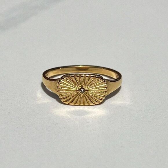 New! “Zeina” Ribbed Gold Ring - Picture 1 of 7